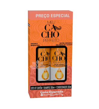 Kit Shampoo + Condicionador Cacho Perfeito 2em1 Argan e Queratina 300ml - Gota Dourada